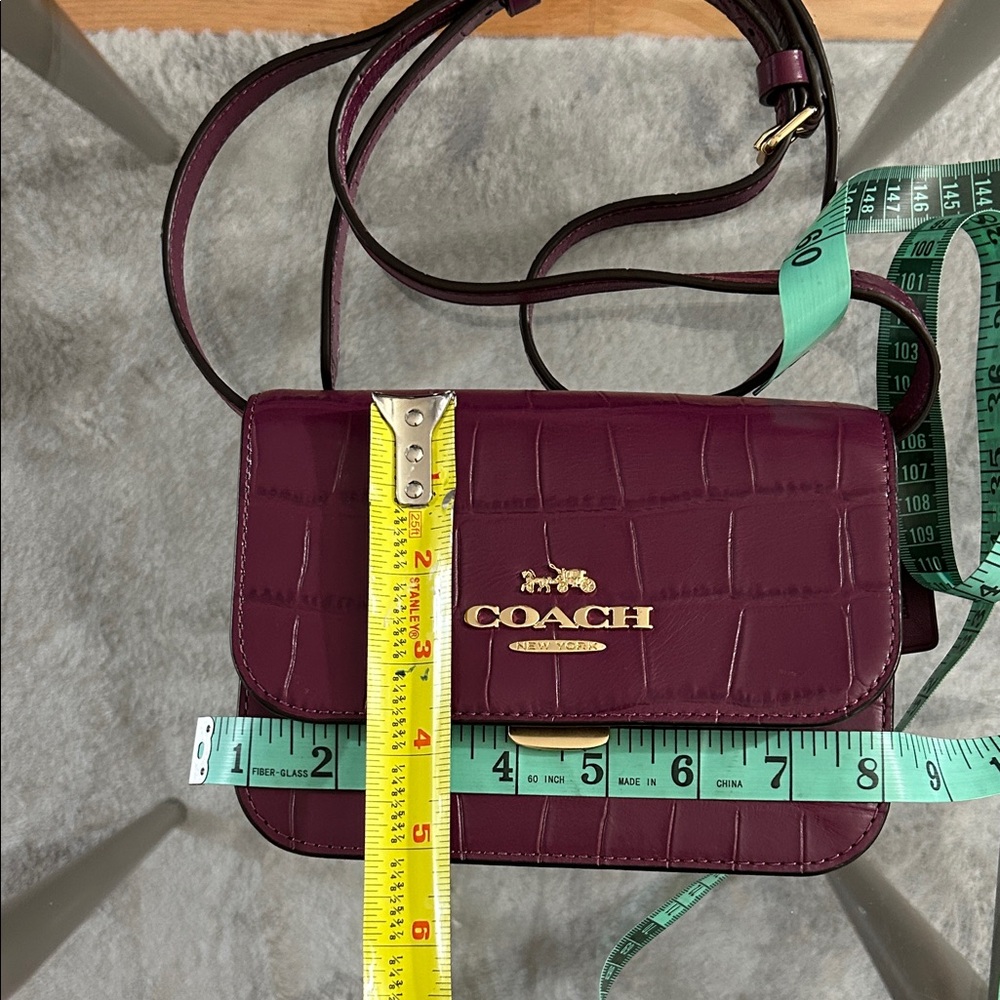 Coach Plum Croc-Embossed Crossbody Bag - Picture 12 of 12